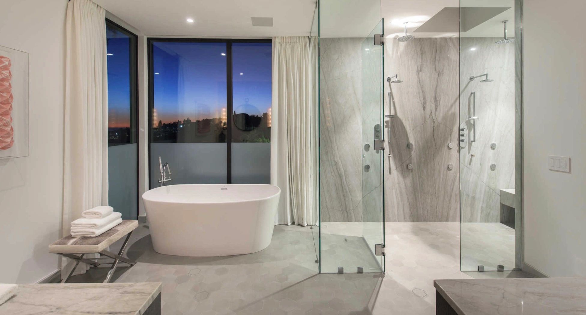 Sea Pearl Quartzite Slab Polished and bookmatch for shower